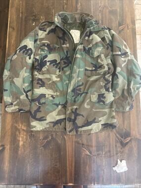 USGI Army M-65 Field Jacket With LINER M Long Camo BDU Cold Weather Coat VTG